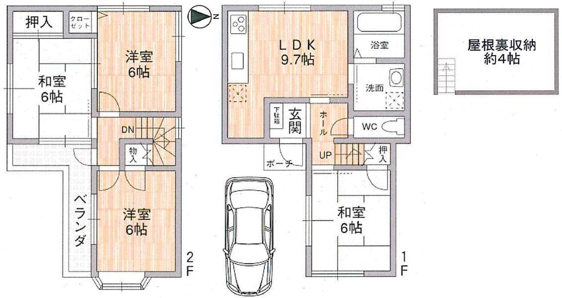 香櫨園駅 徒歩15分 構造:木造土地面積:65.75平米 ( 19.88坪 ) 建物面積:74.34平米 ( 22.48坪 )