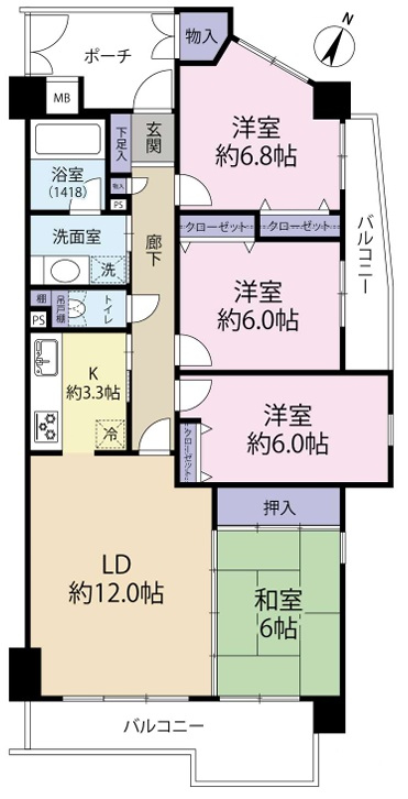 苦楽園口駅 徒歩10分 構造:鉄筋コンクリート造専有面積:87.61平米 ( 26.5坪 )