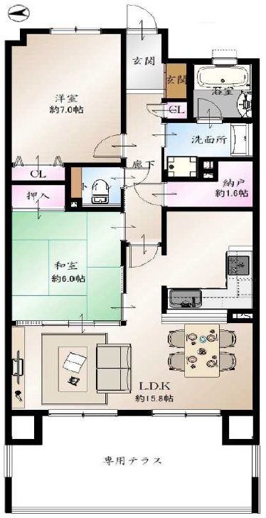 苦楽園口駅 徒歩16分 構造:鉄筋コンクリート造専有面積:68.26平米 ( 20.64坪 )