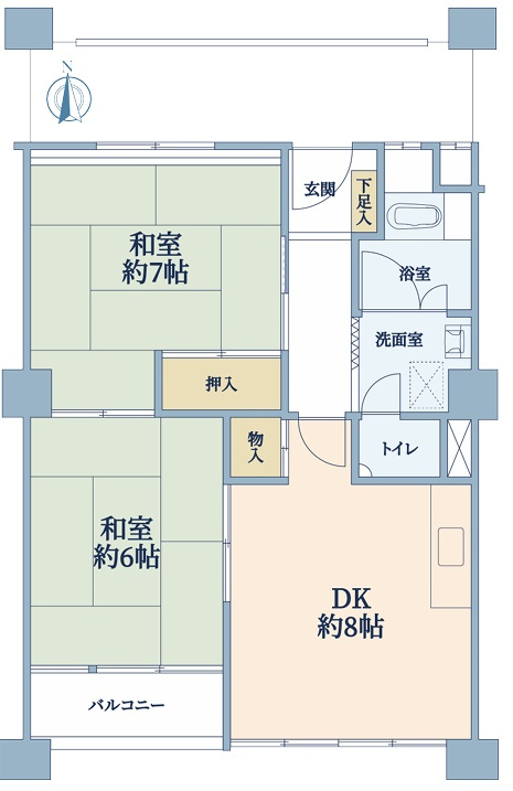 香櫨園駅 徒歩15分 構造:鉄筋コンクリート造専有面積:58.21平米 ( 17.6坪 )