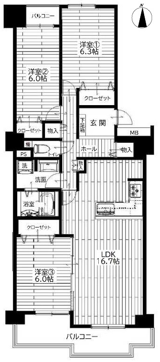 JR芦屋駅 徒歩15分 構造:鉄筋コンクリート造専有面積:81.61平米 ( 24.68坪 )