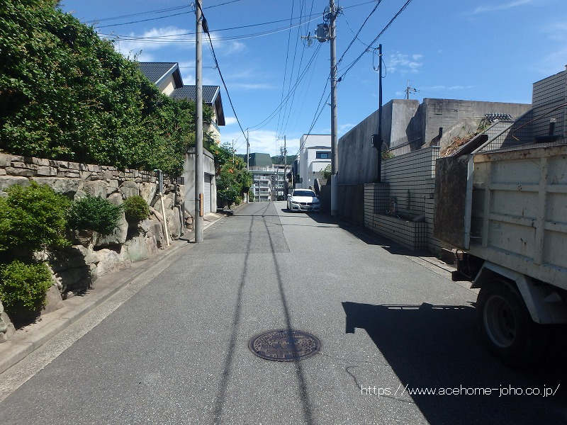 西側公道から北へ望む