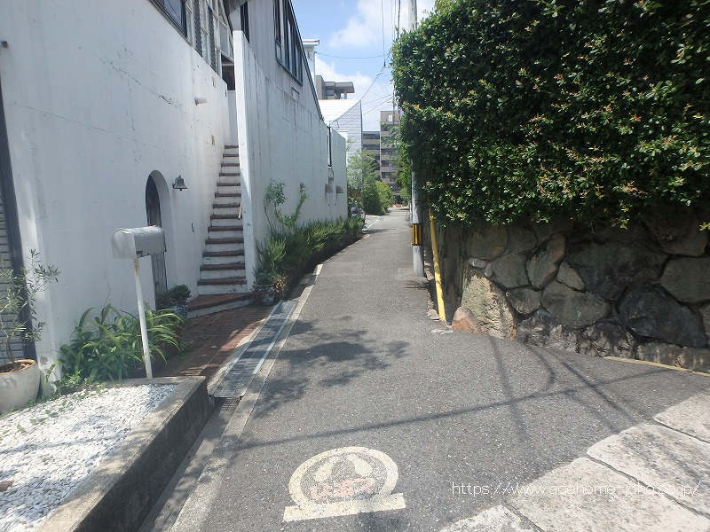 北側公道から西へ望む