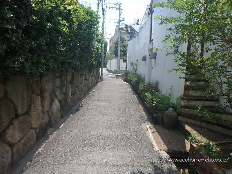 北側公道から東へ望む