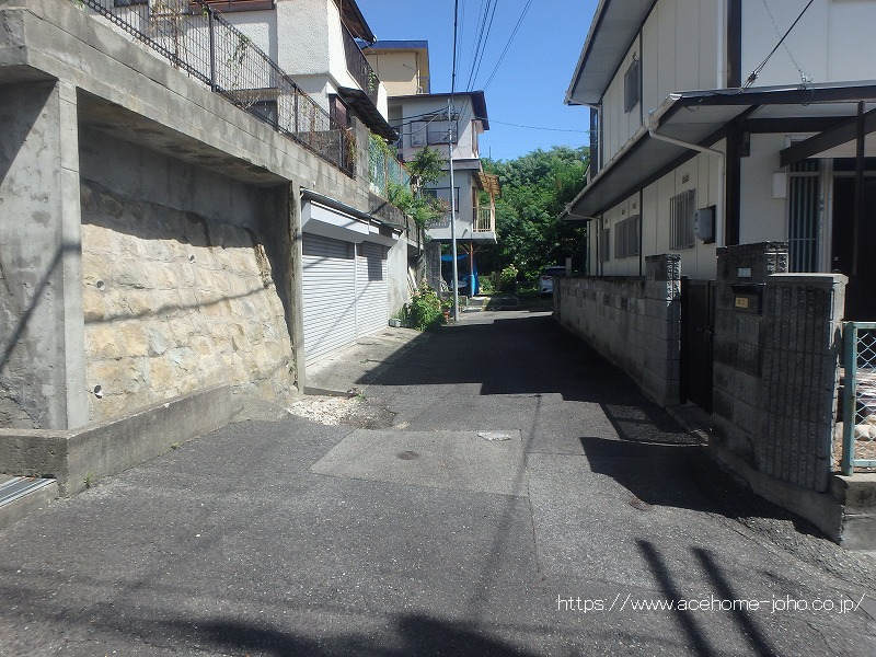 東側道路から北へ望む