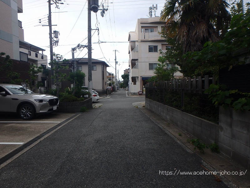 南側公道から西へ望む