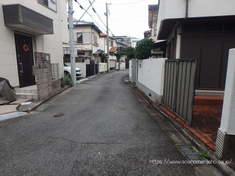 西側道路から北へ望む