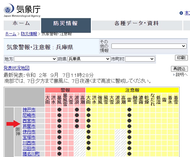 芦屋市 西宮市 台風１０号による暴風 波浪警報と大雨 雷注意報に警戒ください エースホームブログ